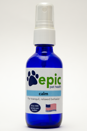 Calm all natural pet supplement spray to relax dogs & cats for nail trims vet visits travel and loud noises
