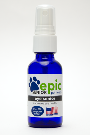 Eye Senior Natural Pet Remedy by Epic Pet Health helps with eye problems that afflict senior pets. The concentrated formula is a combination of several Epic Pet Health products. Spray directly in pet's face -iIt doesn't sting & is refreshing. For fastest results also put in food and water. Made in USA.