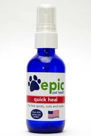 Quick Heal - promotes fast healing of hot spots, cuts, sores and wounds. Useful after surgery.