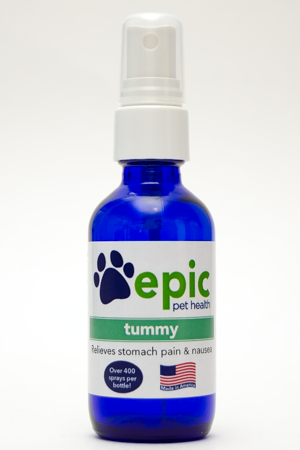 The Tummy all natural pet remedy relieves stomach pain and nausea. May help reduce vomiting. Easy to use - just add to food and water. It's odorless and flavorless so your pet won't notice it on their food. Made in USA.