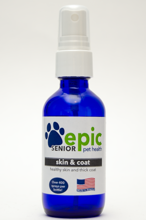 Skin & Coat Natural Remedy by Epic Pet Health for Healthy Skin & Coats.  Concentrated formula made up of several Epic Pet Health products that support senior pets with itchy skin or a thin coat. Spray directly on pets affected areas. For fastest results also put in food and water. Odorless and Human Grade.Made in USA.